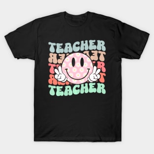 Hippie Face Teacher Back To School Teachers Day T-Shirt